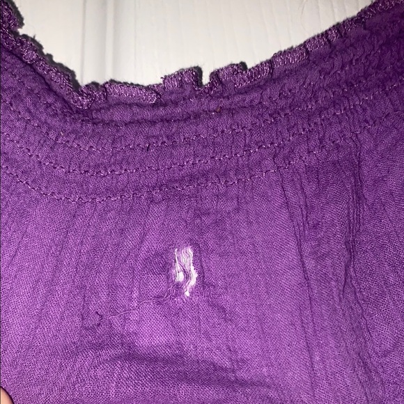 Women's Short-Sleeved Sheer Purple Top - Picture 5 of 5